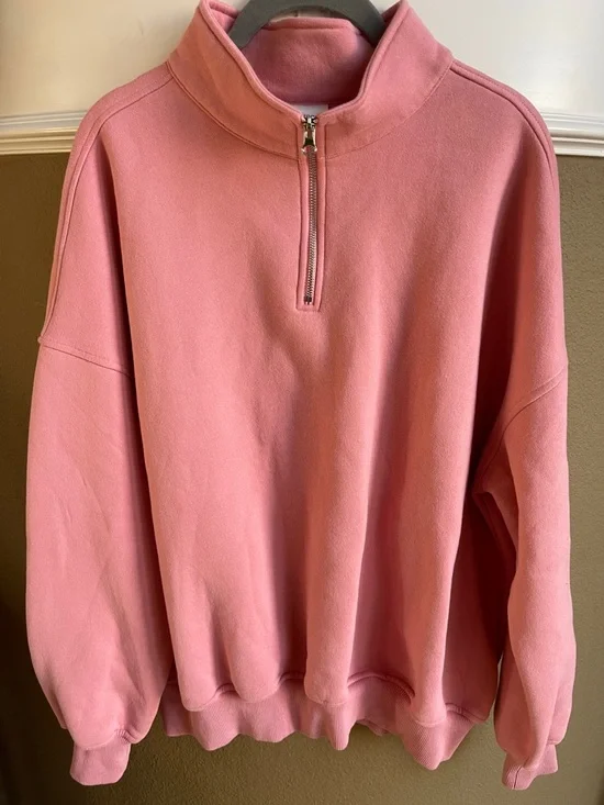 Sunkissed Coconut Quarter Zip Sweatshirt Size Small Ice Cream Pink - Picture 9 of 13